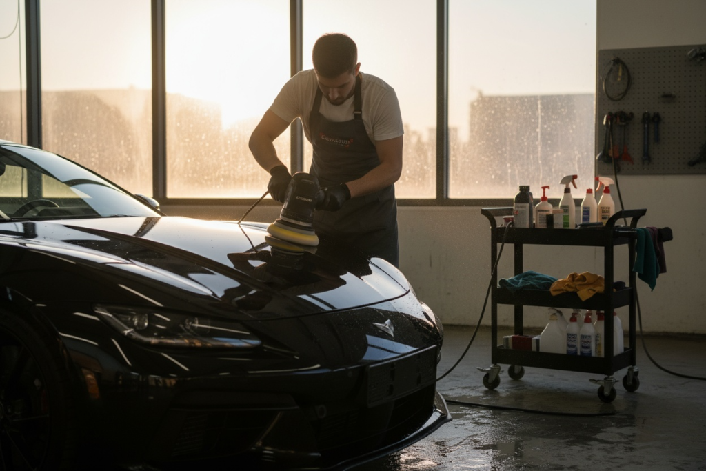 Specjalista Darcar Detailing podczas pracy – pasja i precyzja w Zielonej Górze